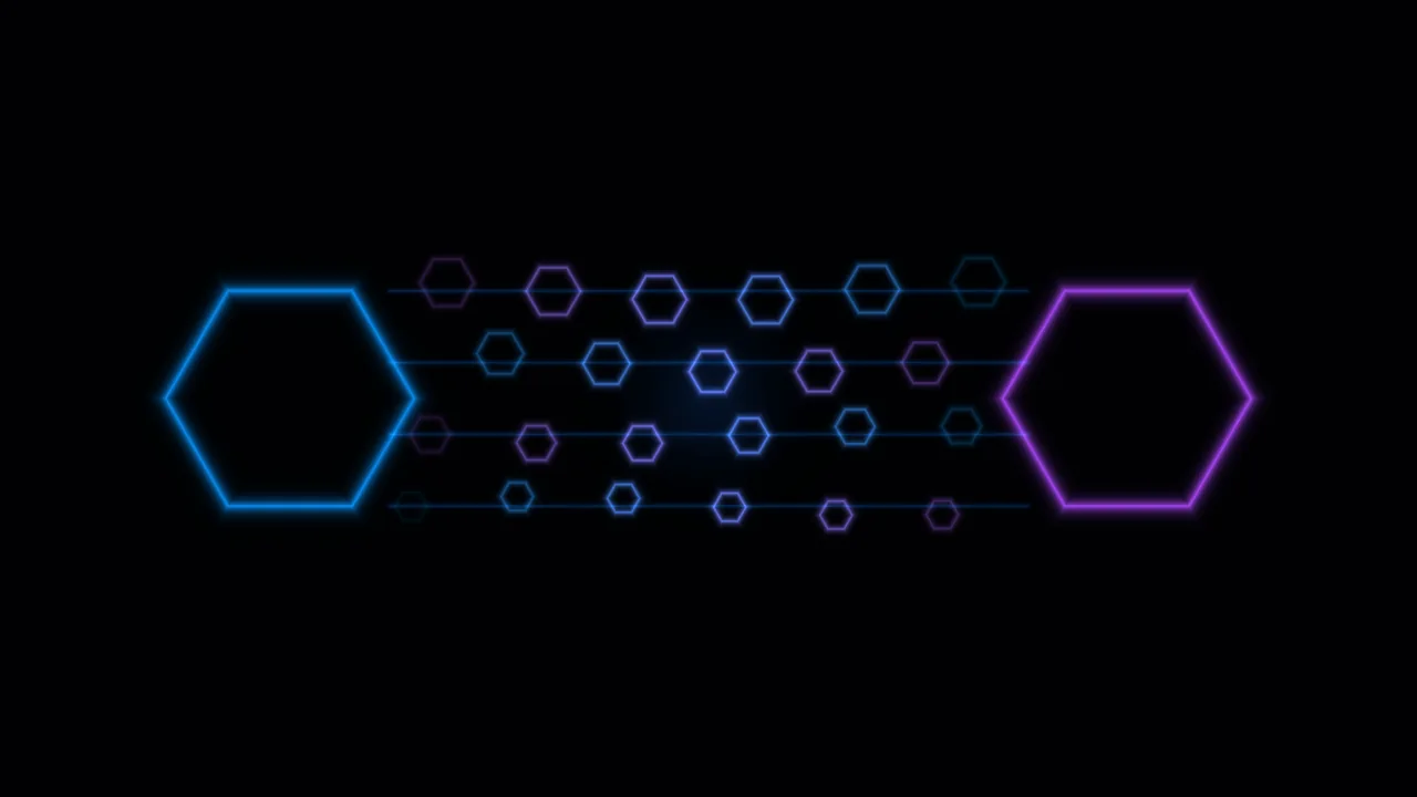 4K Sci-Fi HUD Honeycomb Interface with Cyan and Violet Hexagon Indicators