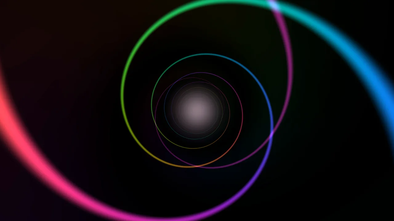 Rainbow Concentric Light Rings with Glowing Center 4K Wallpaper