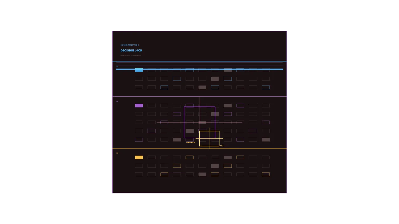 Decision Lock Sci-Fi HUD Dashboard with Telemetry Grid 4K Wallpaper