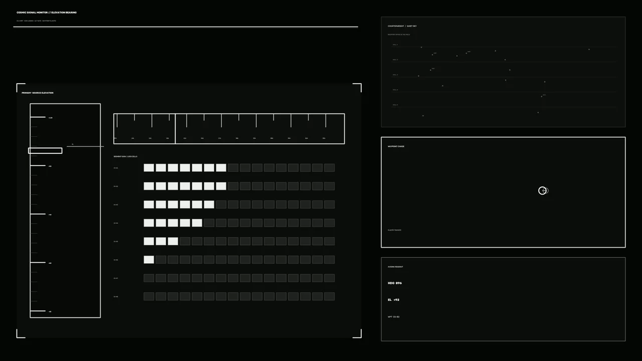 Cosmic Signal Monitoring HUD Telemetry Dashboard 4K Wallpaper