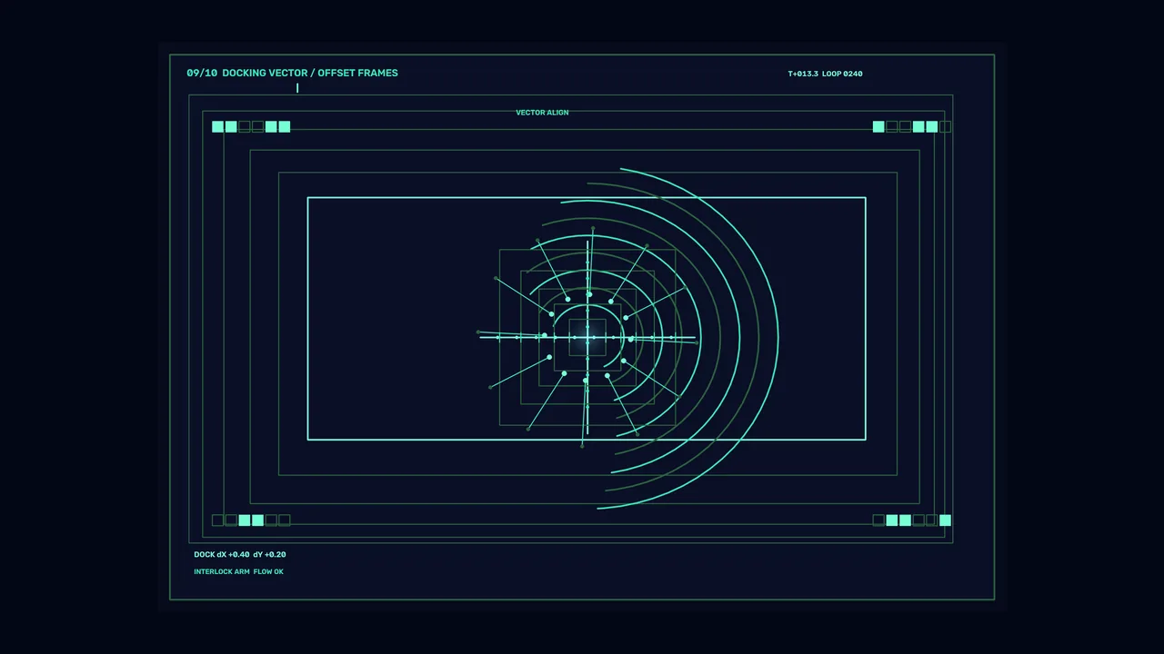 Sci-Fi Docking Vector Navigation HUD with Concentric Scanner Rings