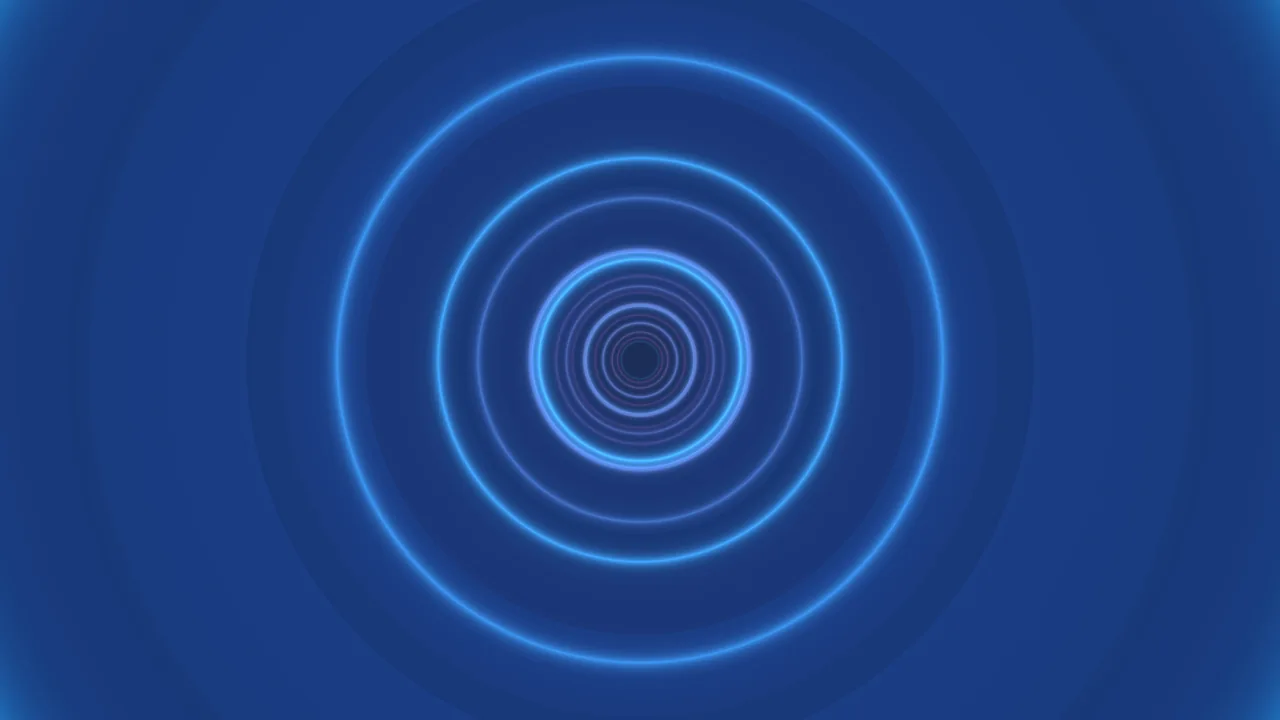 Concentric Blue Neon Rings 4K Wallpaper