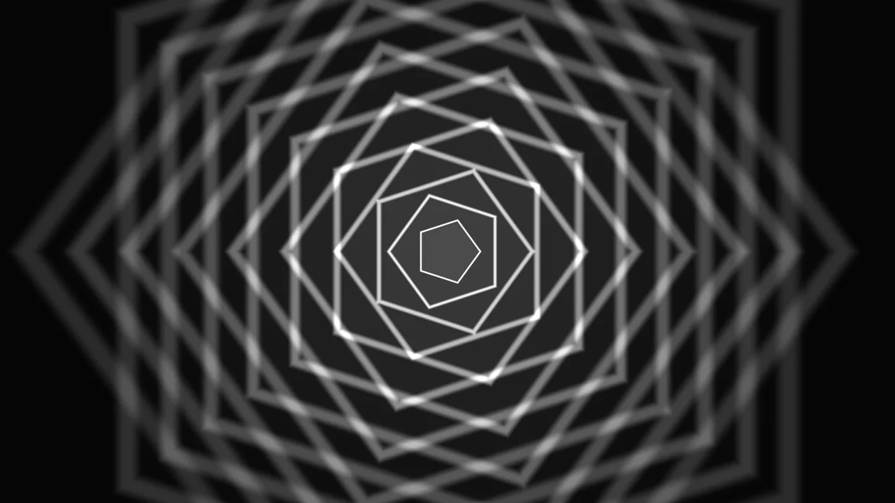 Monochrome Concentric Polygon Vortex 4K Wallpaper