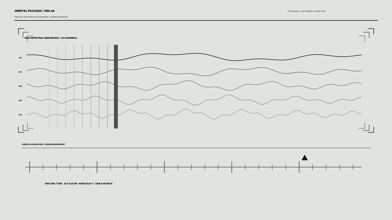 Monochrome Orbital Payload Telemetry HUD 4K Wallpaper