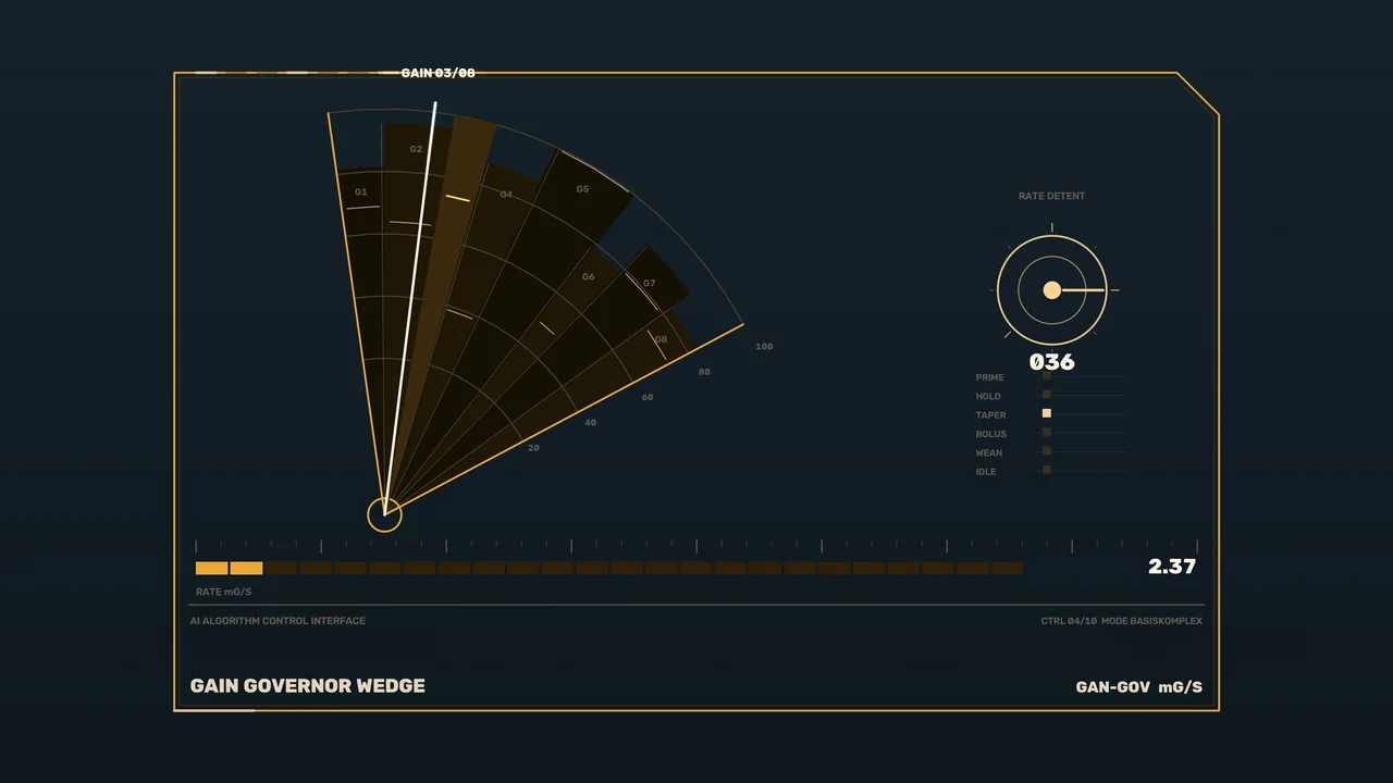 Sci-Fi Gain Governor Wedge HUD Dashboard – 4K Wallpaper
