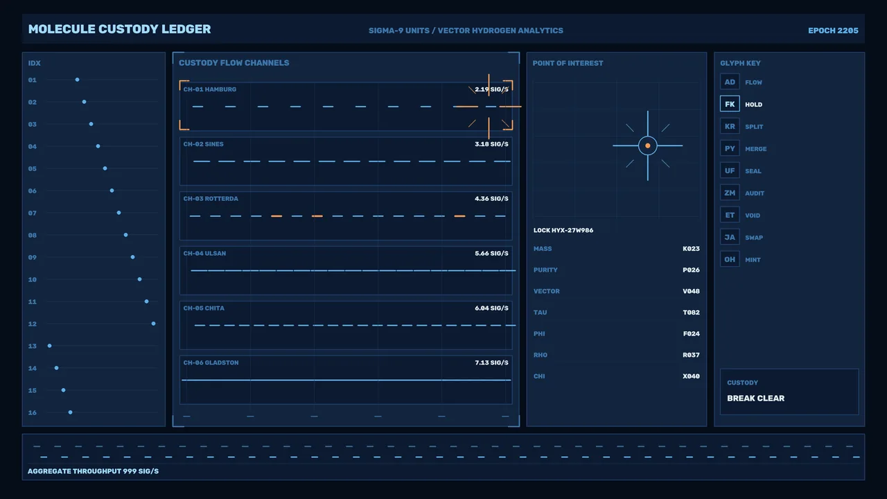 Molecular Analytics Custody Ledger Sci-Fi HUD 4K Wallpaper