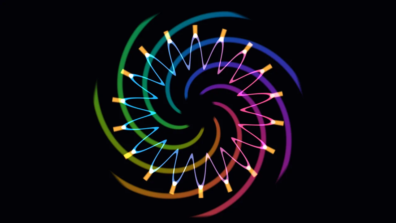 Colorful Spiral Mandala with Neon Radial Lines 4K Wallpaper