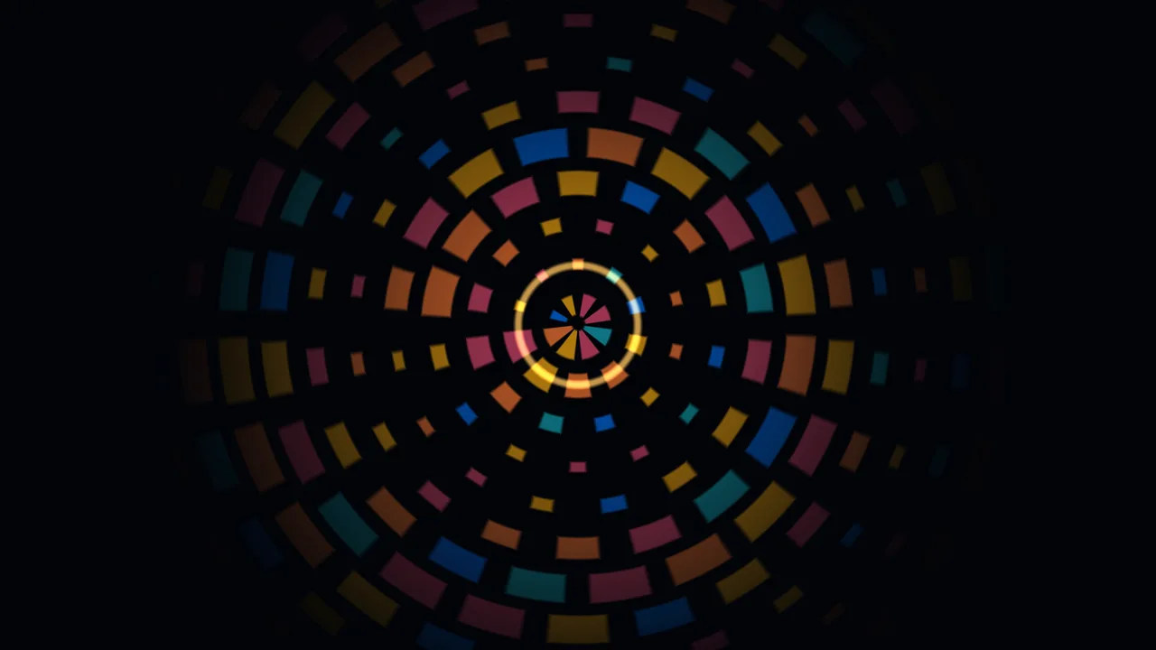 Colorful Concentric Rosette on Black 4K Wallpaper
