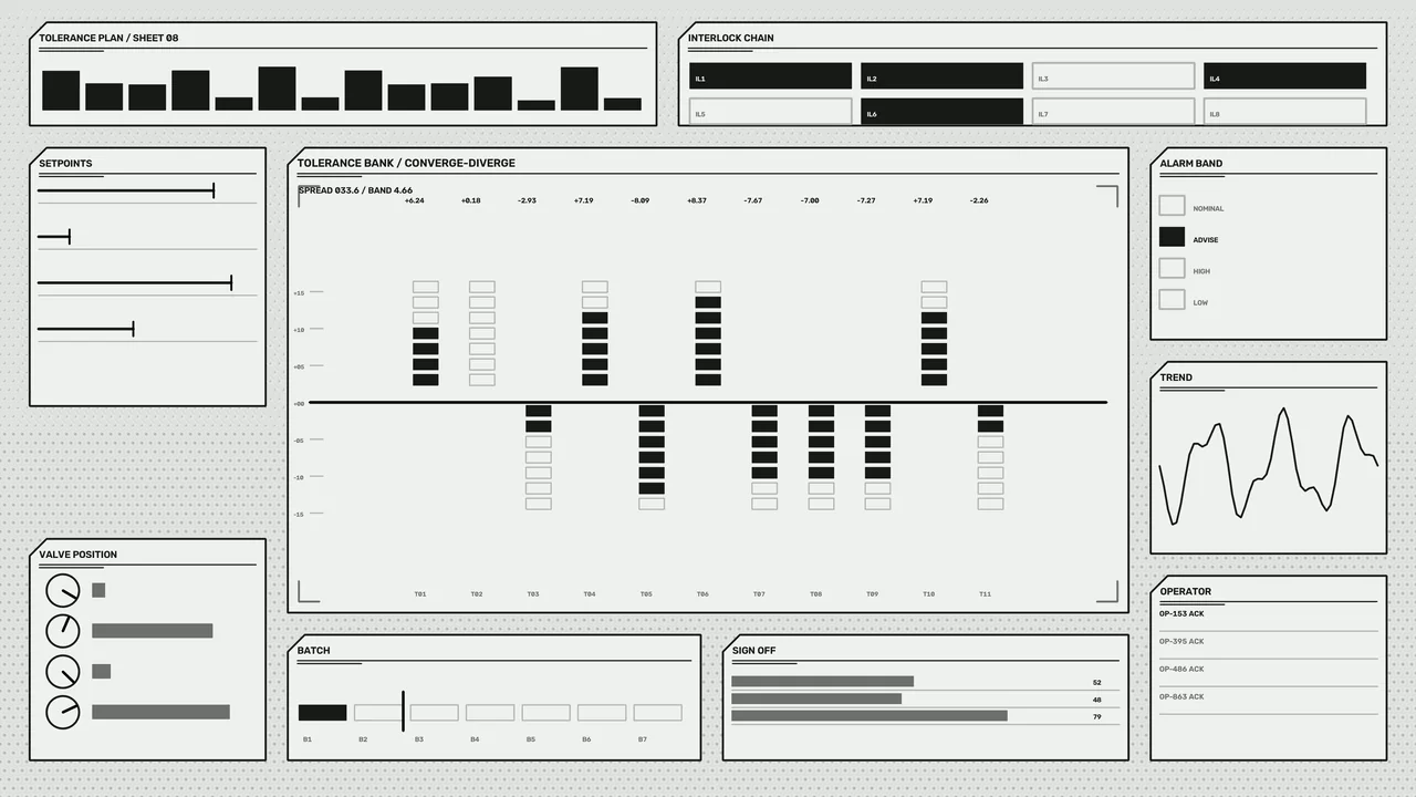 Industrial Tolerance Control HUD Dashboard 4K Wallpaper