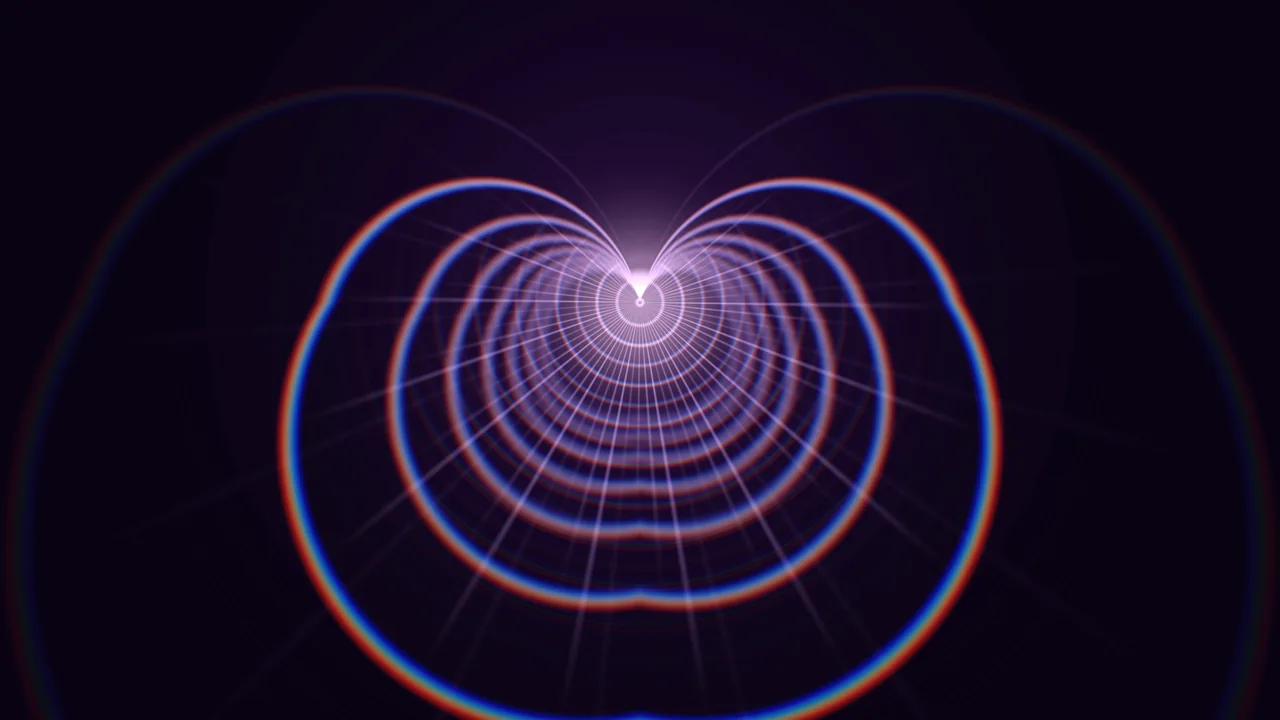 Abstract Heart-Shaped Vortex with Neon Rings 4K Wallpaper