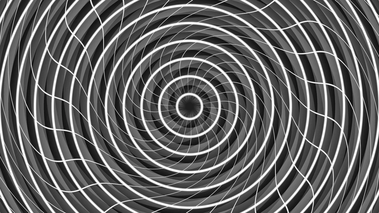 Monochrome Spiral Scanner HUD with Concentric Rings