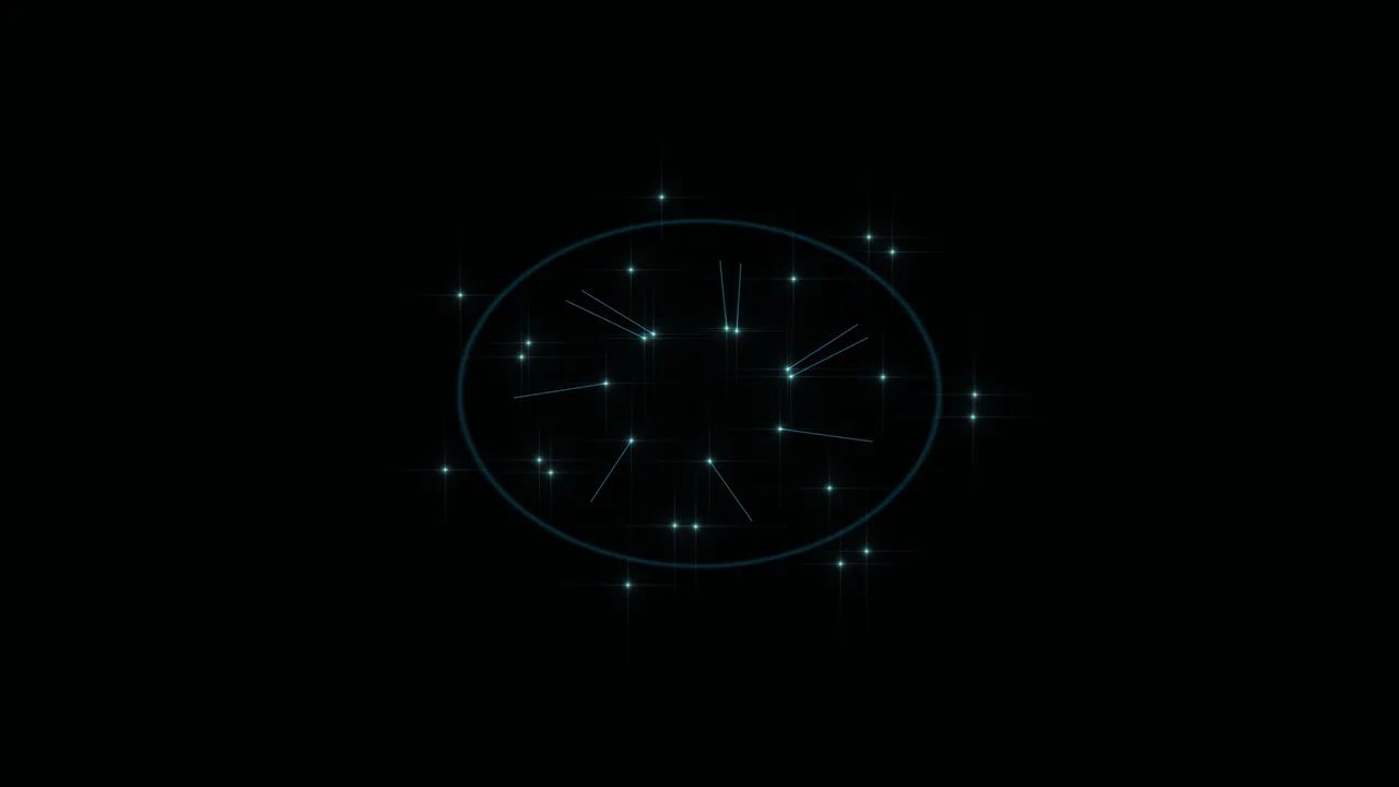 Teal Elliptical Light Ring with Glowing Particles on Black 4K Wallpaper