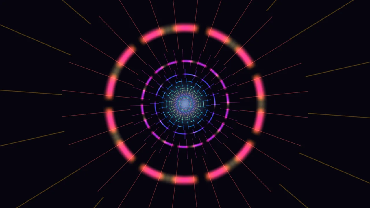 Abstract Neon Concentric Light Tunnel 4K Wallpaper