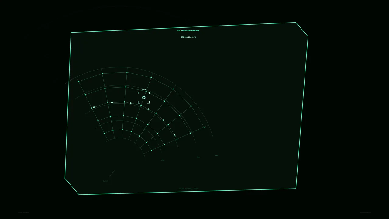 Sector Search Radar HUD with Radial Scanner