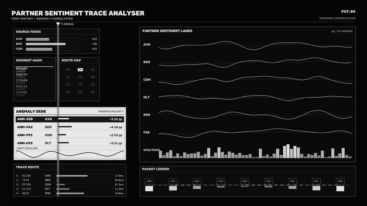 Partner Sentiment Trace Analyzer HUD 4K Sci-Fi Wallpaper