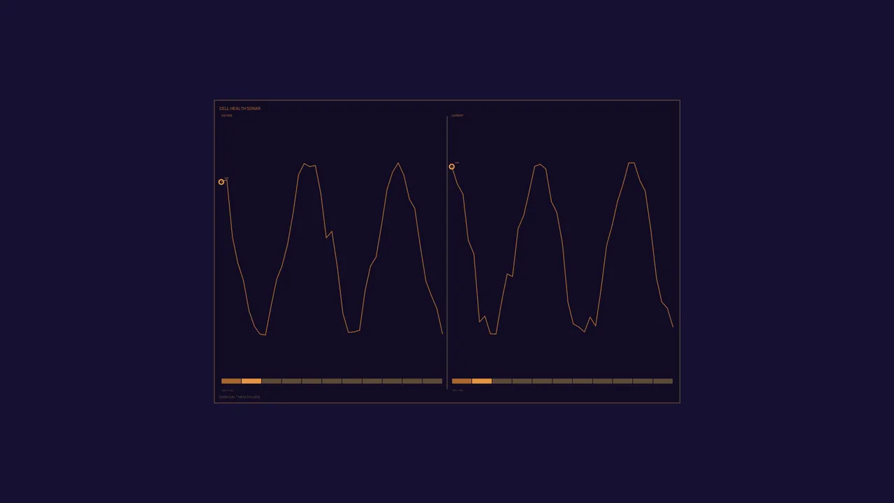Energy Storage Cell Health HUD with Dual Telemetry Graphs 4K Wallpaper