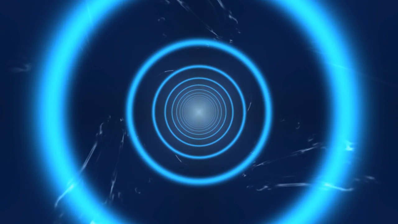 Electric Blue Concentric Ring Portal 4K Wallpaper