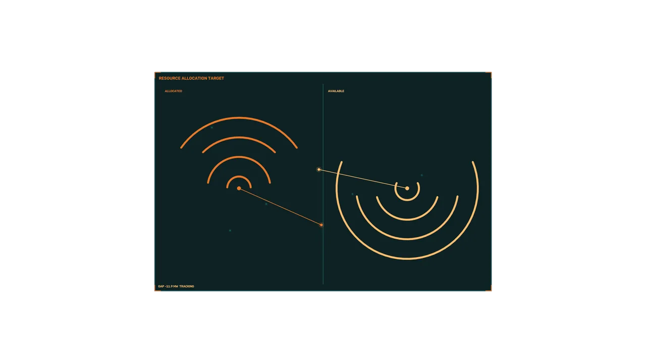 Resource Allocation HUD Dashboard with Dual Arc Displays 4K Wallpaper