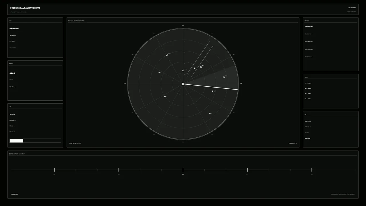 Drone Aerial Navigation Radar HUD Interface Wallpaper