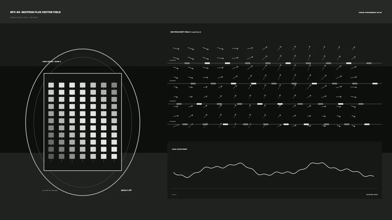 Neutron Flux Vector Field Sci-Fi HUD Wallpaper with Core Grid and Telemetry