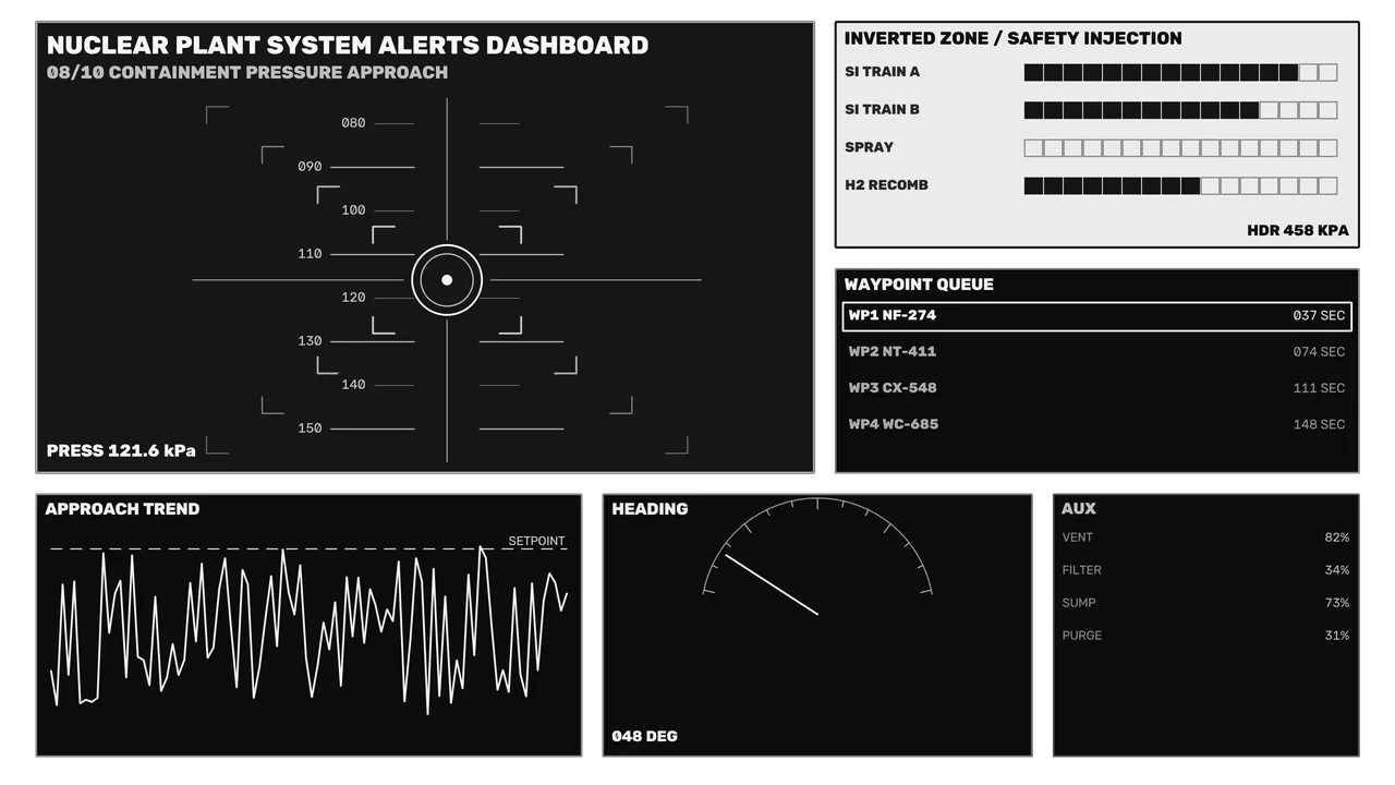 Nuclear Plant System Alerts Dashboard HUD 4K Wallpaper