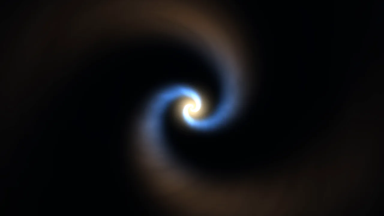 Blue and Amber Spiral Vortex Abstract 4K Wallpaper