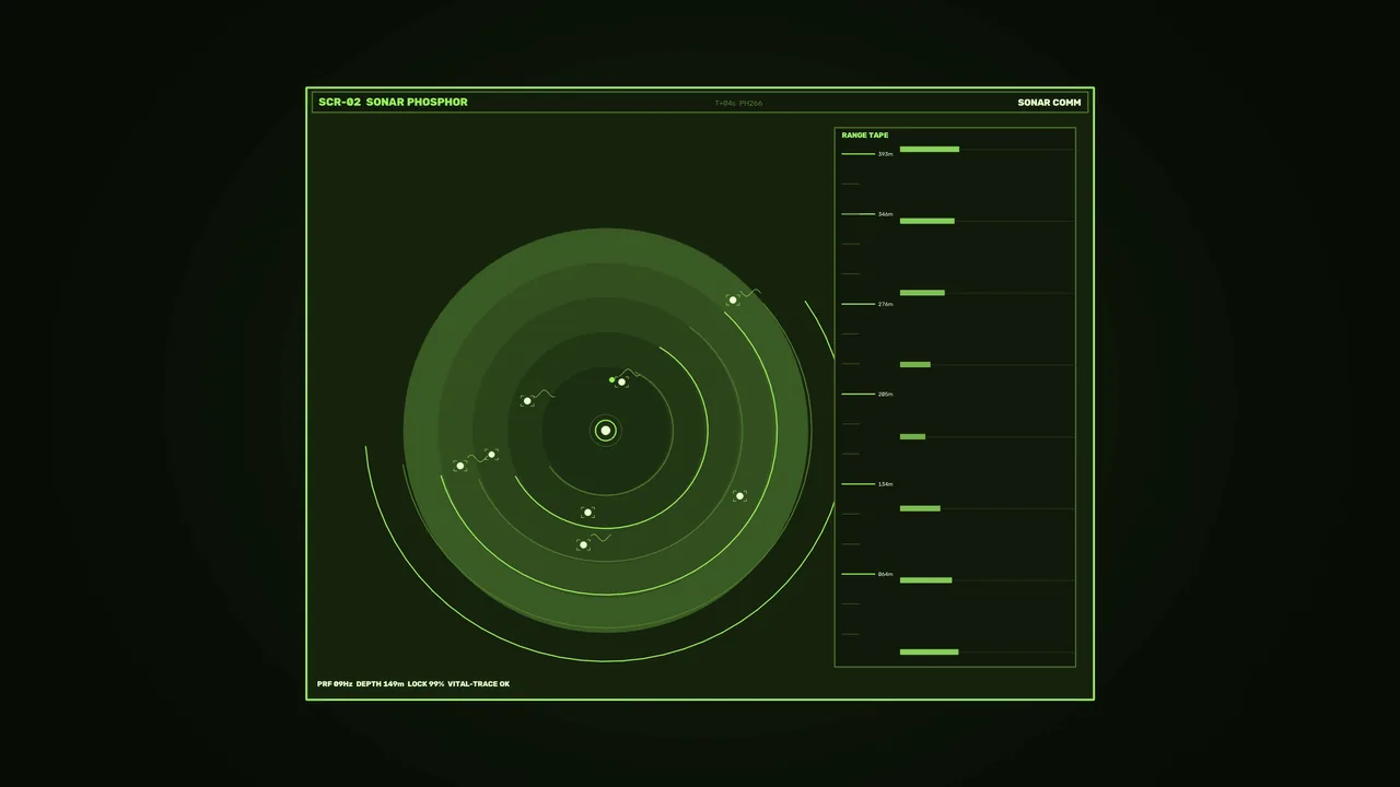 Green Sonar Radar HUD with Circular Scan Rings 4K Wallpaper