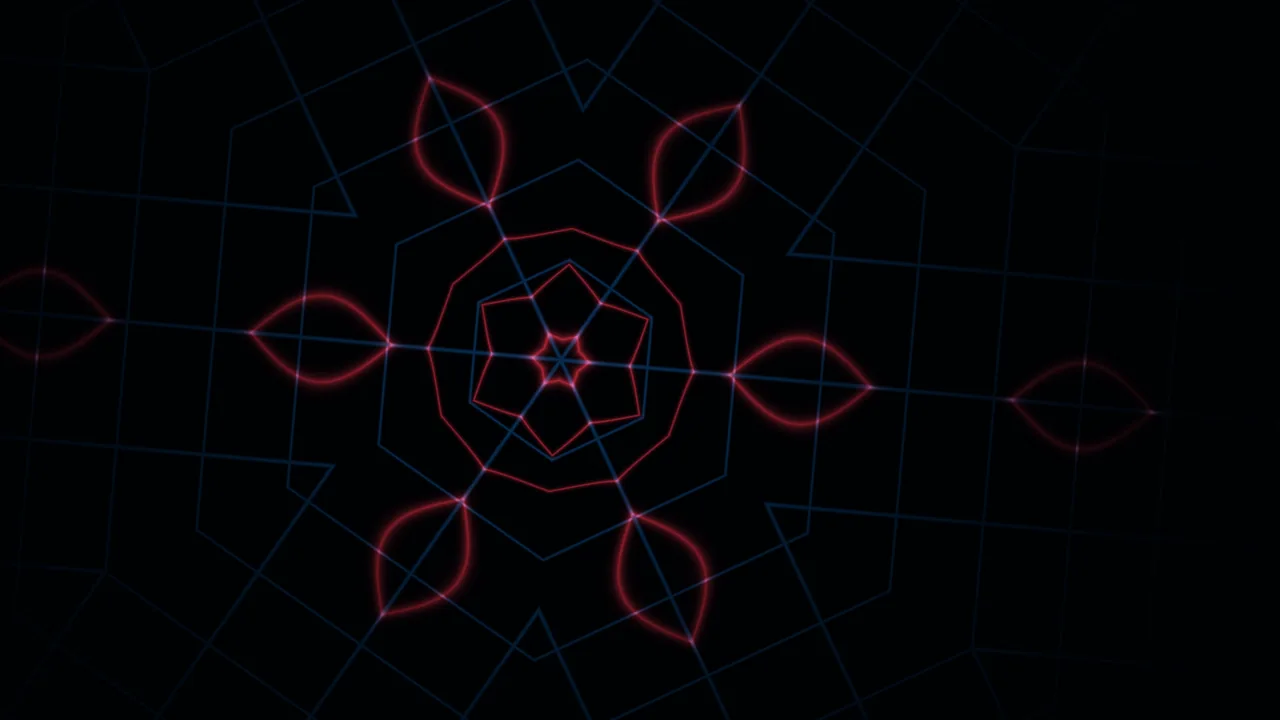 Red and Blue Geometric Sci-Fi HUD Scanner Grid