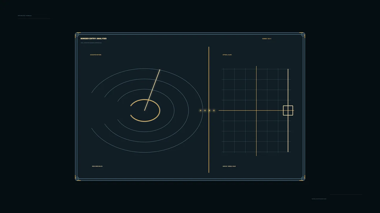 Fictional Border Entry Analysis Radar HUD with Optical Alignment Grid 4K