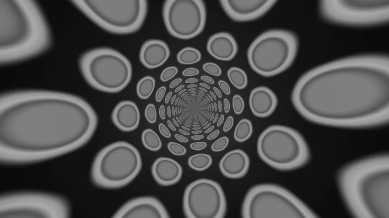 Monochrome Concentric Oval Vortex Tunnel 4K Wallpaper