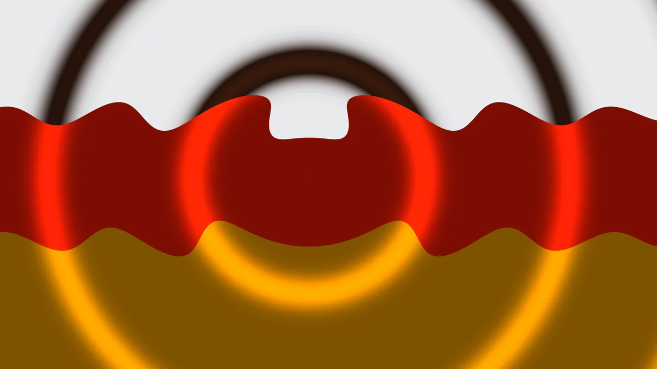 Abstract German Tricolor Wavy Stripes and Glowing Arcs 4K Wallpaper