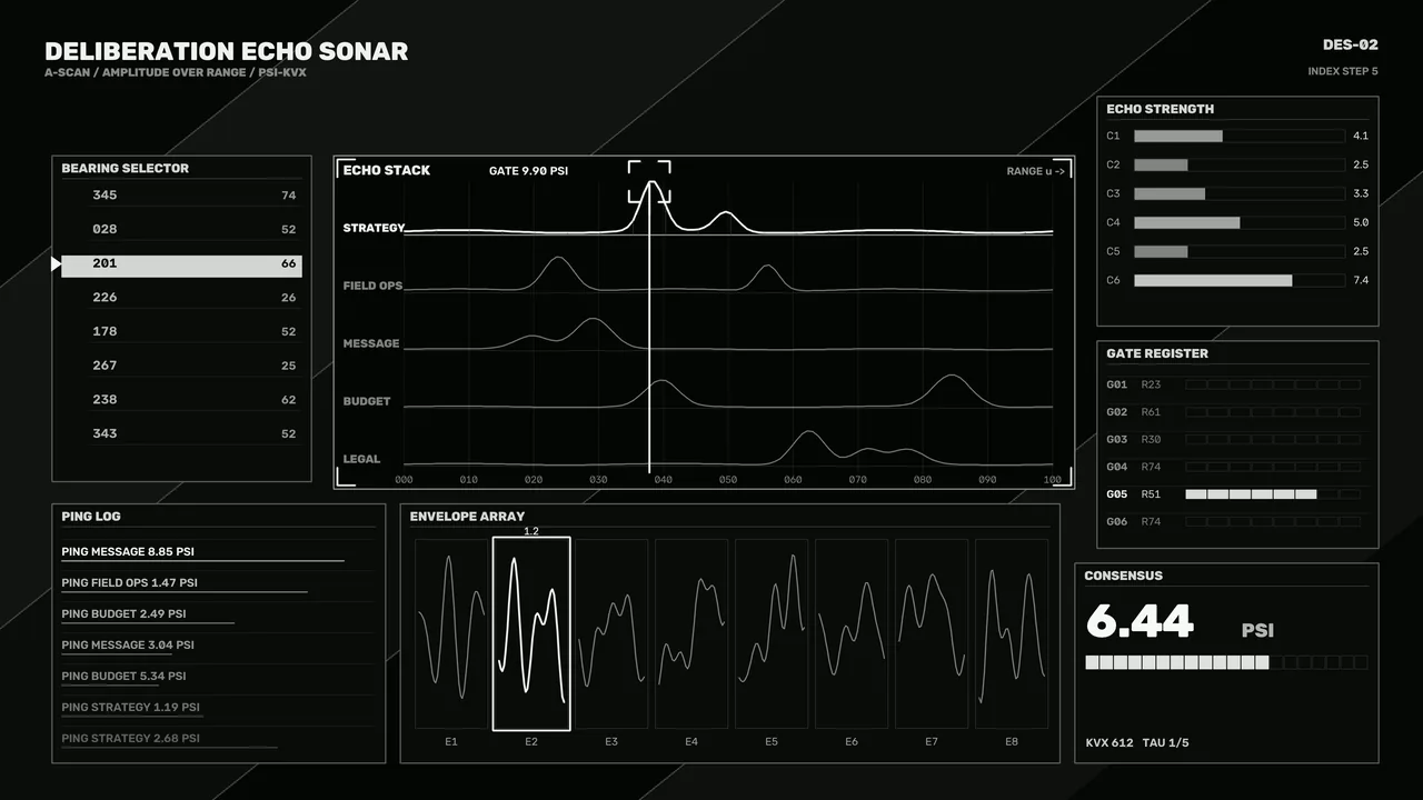 Deliberation Echo Sonar HUD Dashboard 4K Wallpaper