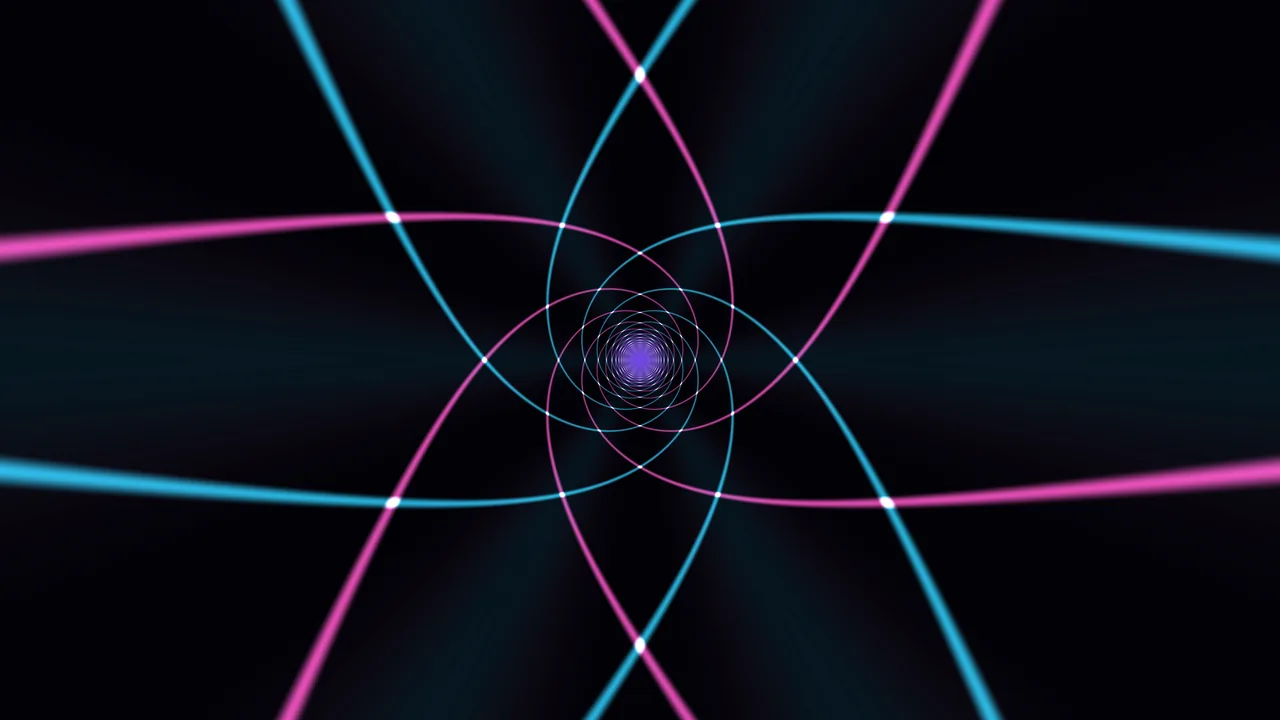 Abstract Neon Orbital Tunnel with Purple Vortex 4K Wallpaper