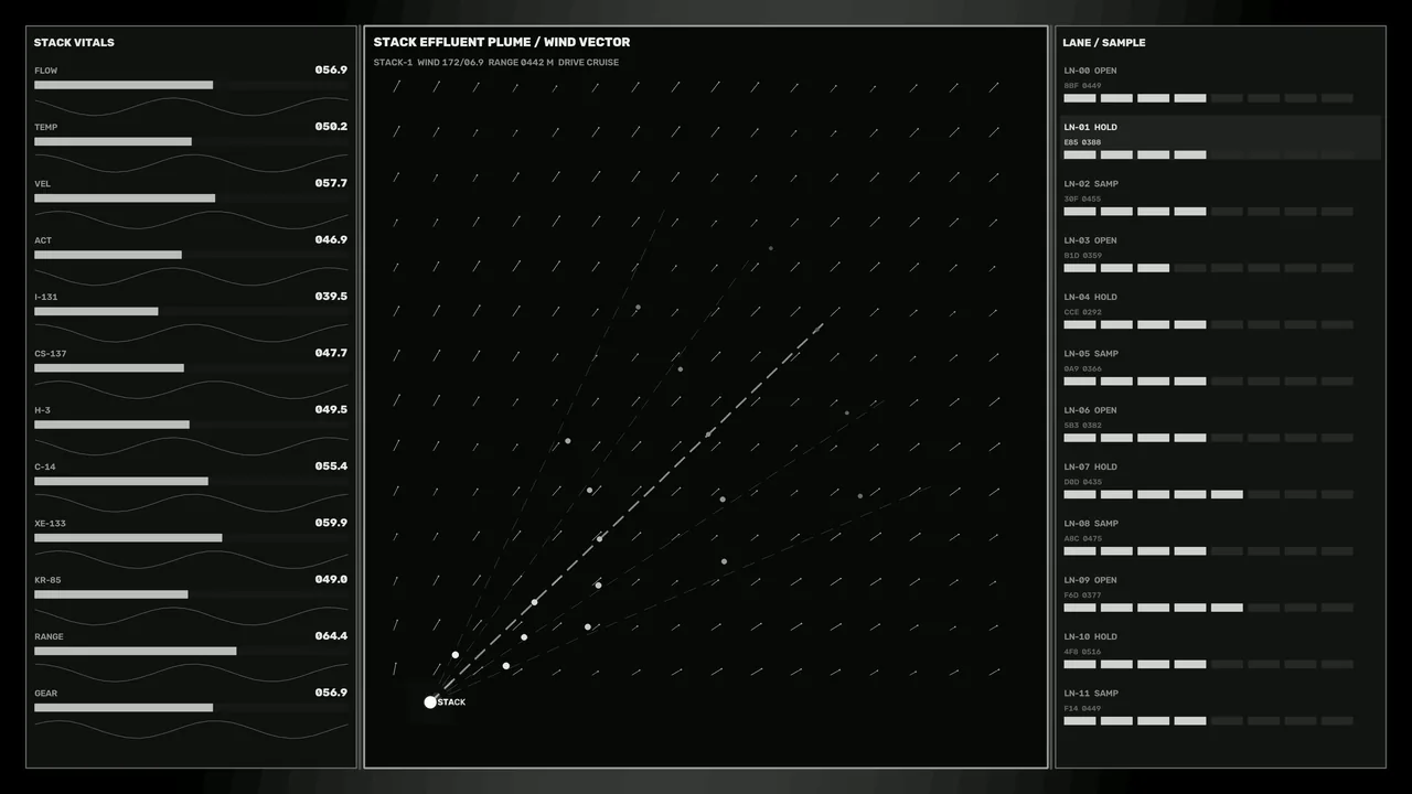 Sci-Fi Facility Telemetry HUD 4K Wallpaper with Plume Vector Grid