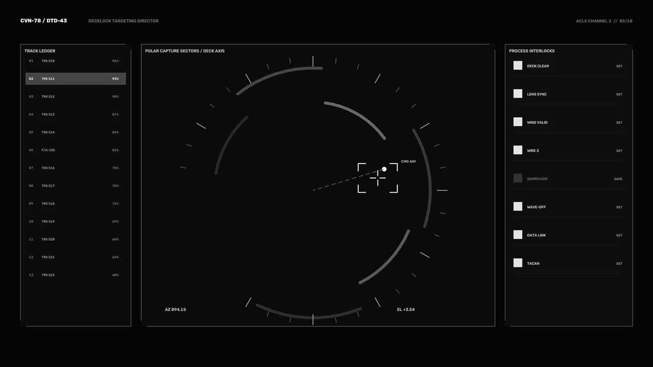 Fictional Aircraft Approach Guidance HUD with Polar Capture Sectors – 4K