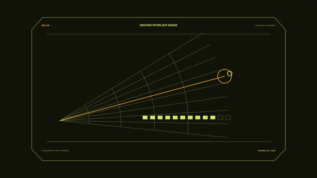 Sci-Fi Spacecraft Docking HUD — Amber Telemetry Vector Interface 4K Wallpaper