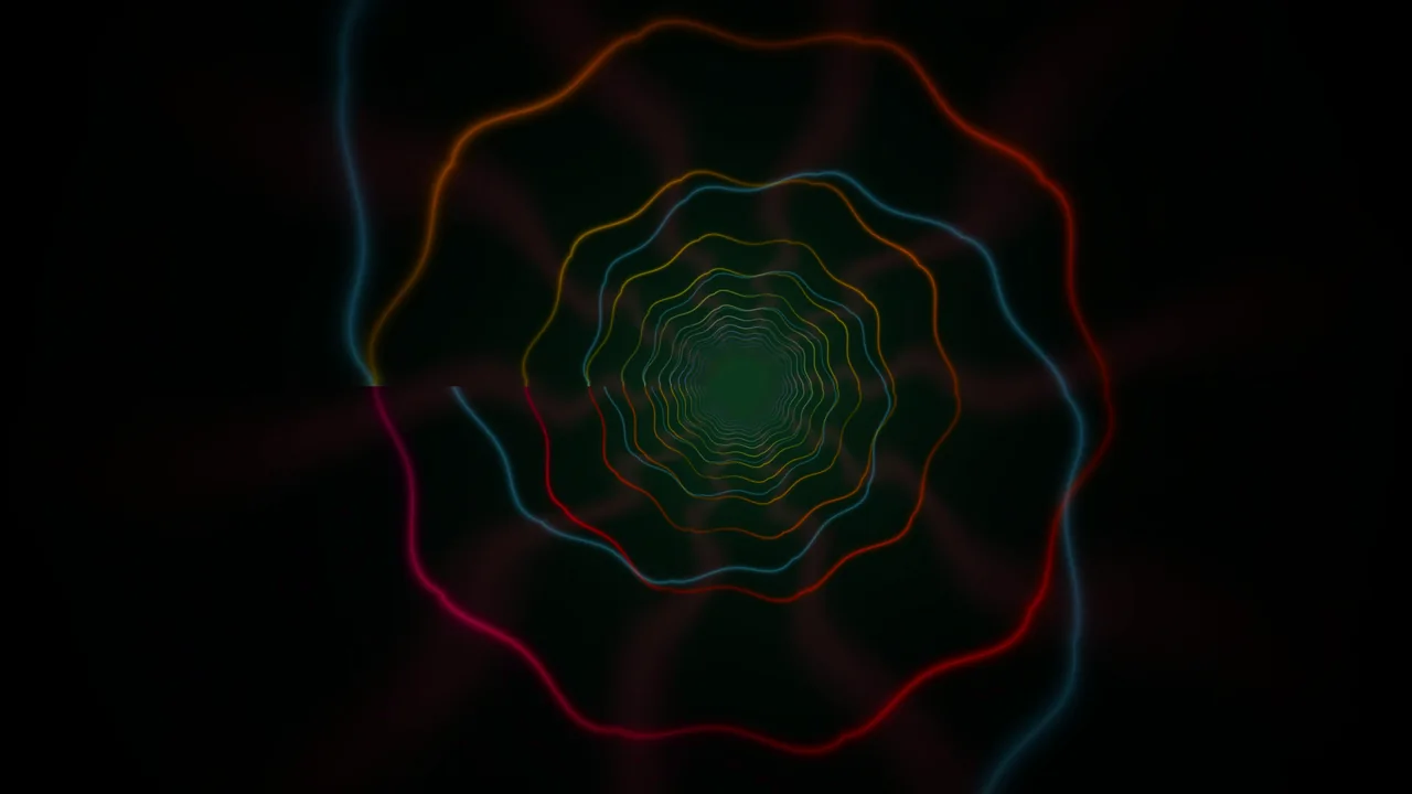 Multicolor Concentric Wave Rings on Black 4K Wallpaper
