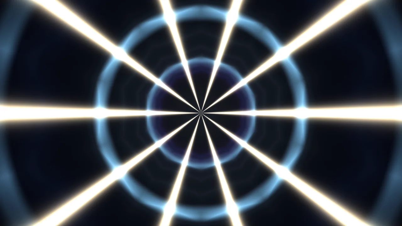 White Radial Spokes and Blue Concentric Rings 4K Wallpaper