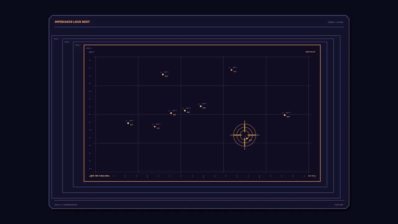 Charge Health Status Sci-Fi HUD Interface with Coordinate Grid and Target Retile