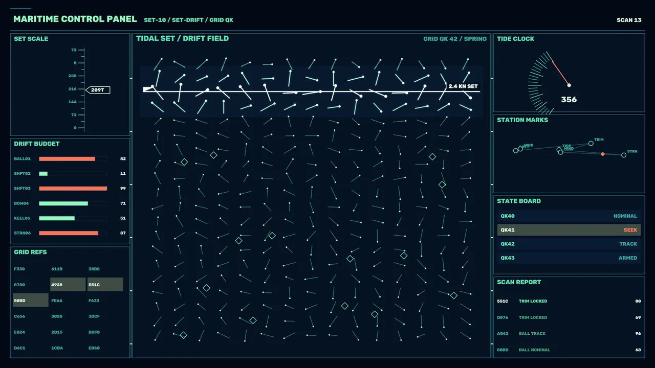 Maritime Tidal Drift Control HUD 4K Sci-Fi Wallpaper