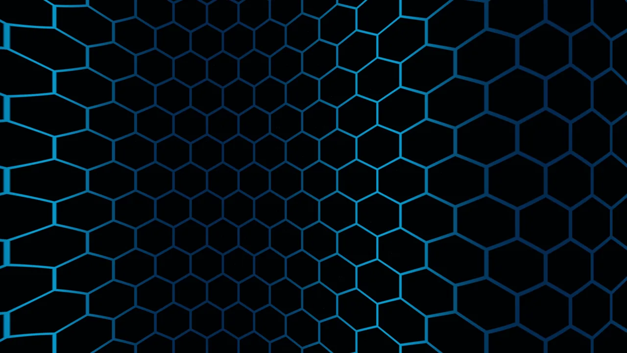 Cyan Hexagonal Grid Perspective Pattern on Black 4K Wallpaper