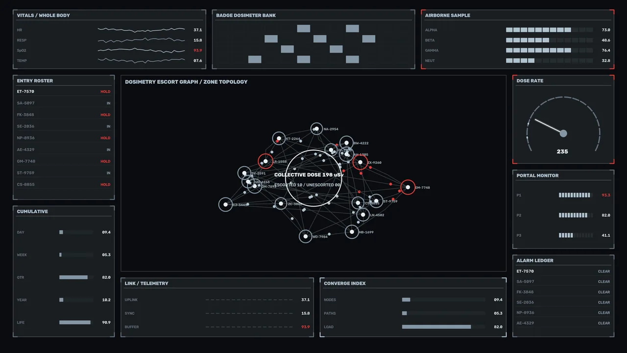 Radiation Monitoring Dosimetry HUD Wallpaper with Vital Telemetry