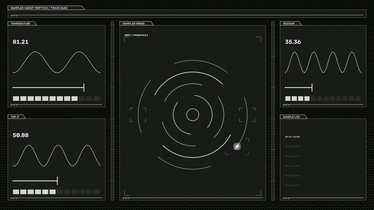 Monochrome Science Fiction Diagnostic HUD with Sampler Rings