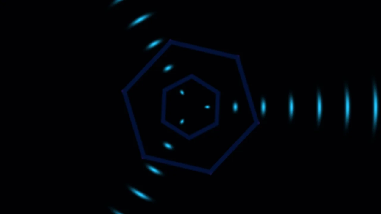 Blue Hexagonal Energy Tunnel on Black 4K Wallpaper