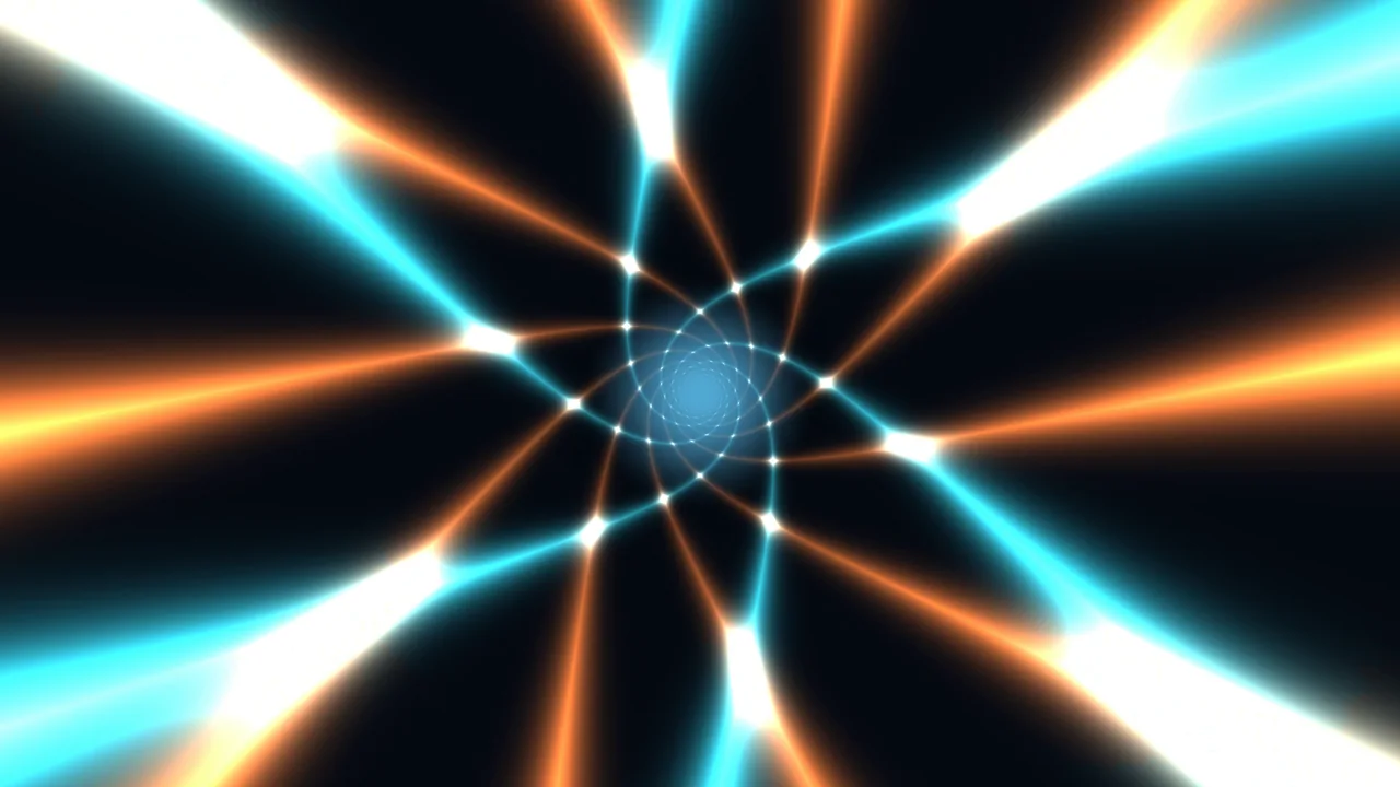 Abstract Cyan Orange Radial Tunnel 4K Wallpaper