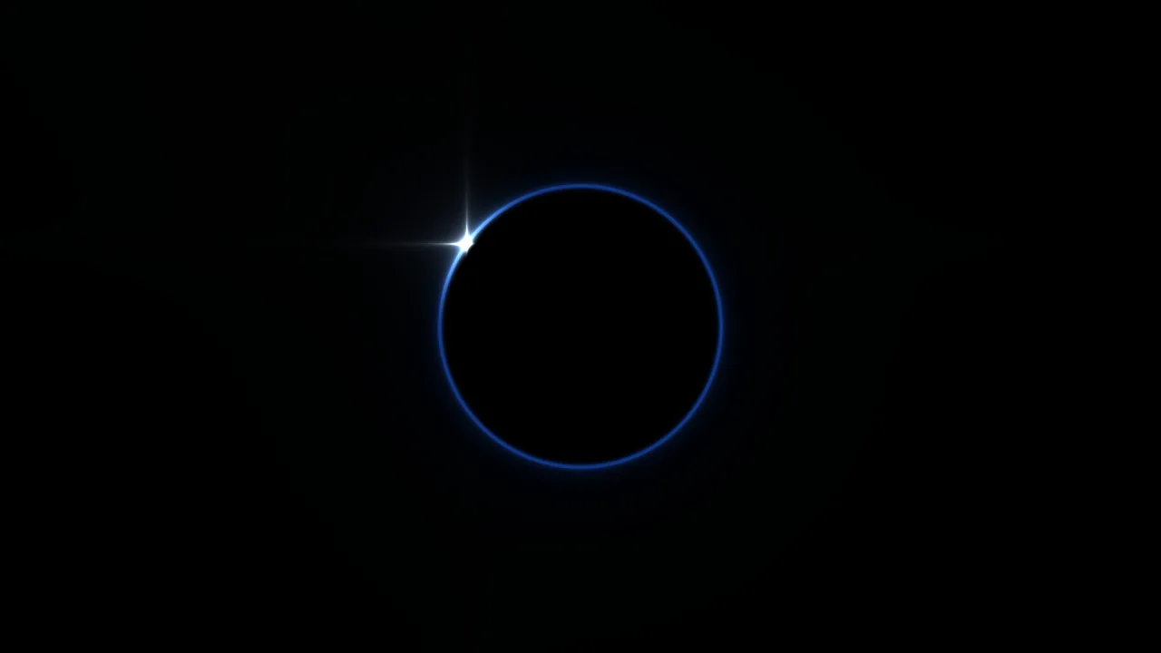 Blue Circular HUD Scanner Ring with Black Central Disk and Light Burst 4K