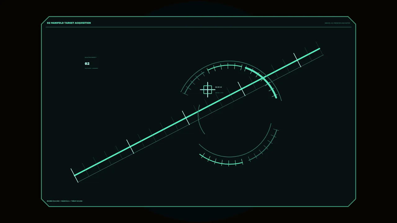 Futuristic Target Acquisition HUD with Teal Reticle and Radial Gauges
