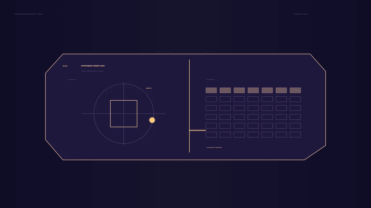 Hypothesis Target-Lock HUD with Circular Tracking Reticle and Status Grid, 4K