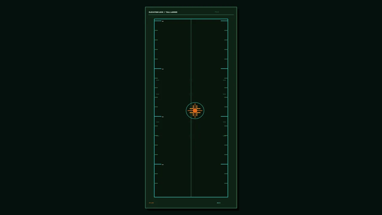Sci-Fi Target Acquisition HUD with Elevation Ladder and Orange Reticle