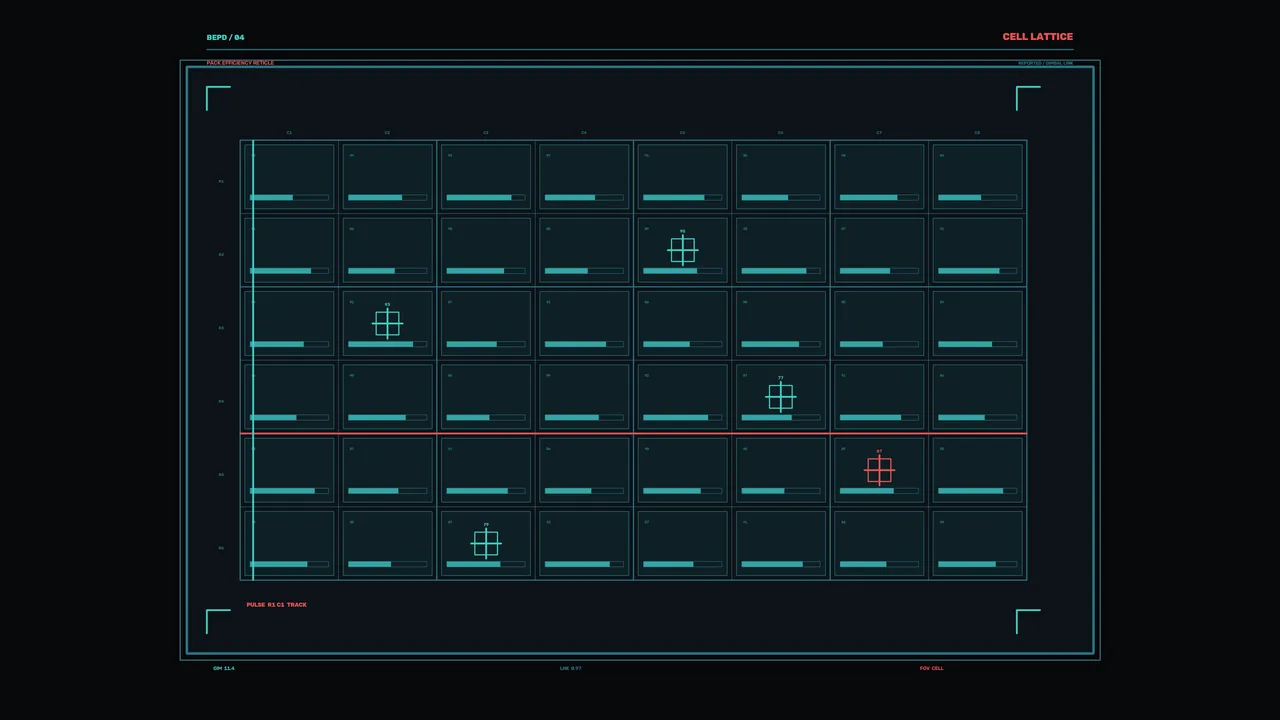 Sci-Fi Energy Cell Performance Dashboard HUD 4K Wallpaper